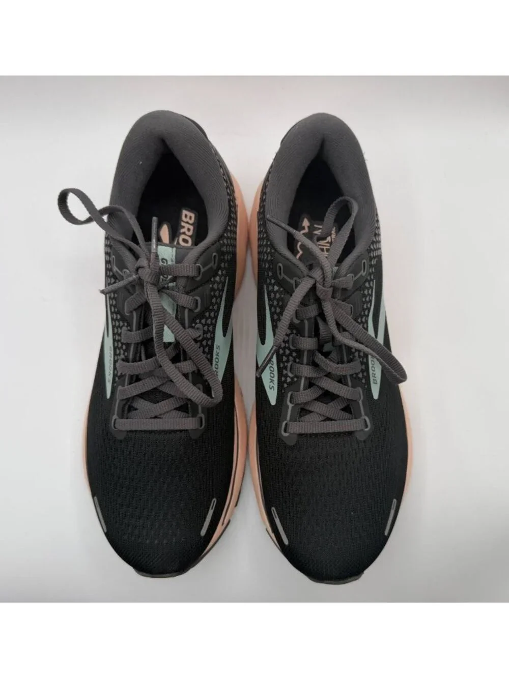 Brooks Ghost 14 Running Sneakers Womens Size 9M Black/Pearl/Peach Low Top Shoes